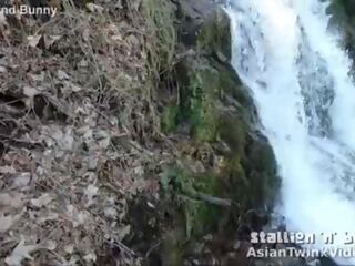 Asian Twink Sucks penis By Waterfall