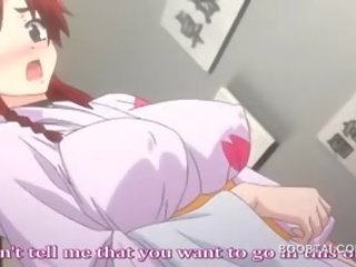 Rossa hentai affascinante hottie dando tetta lavoro in anime spettacolo