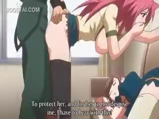 Kulay-rosas buhok anime pulot puke fucked laban sa ang wall