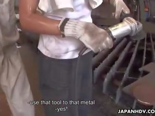 Japanese factory schoolgirl gets fucked with joy